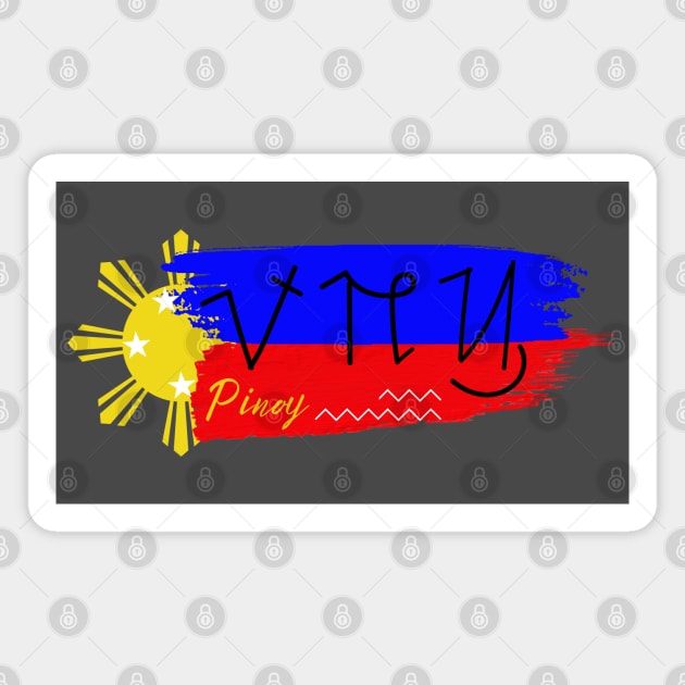 Phil. Flag Surat Hanunuo script  Mangyan tribe Mindodro island - word Pinoy Magnet by Pirma Pinas